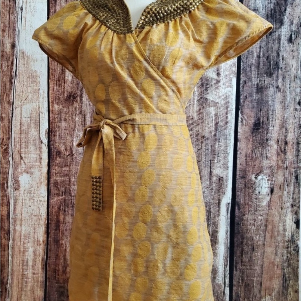 Gryphon Gold Flutter Sleeve Wrap Dress